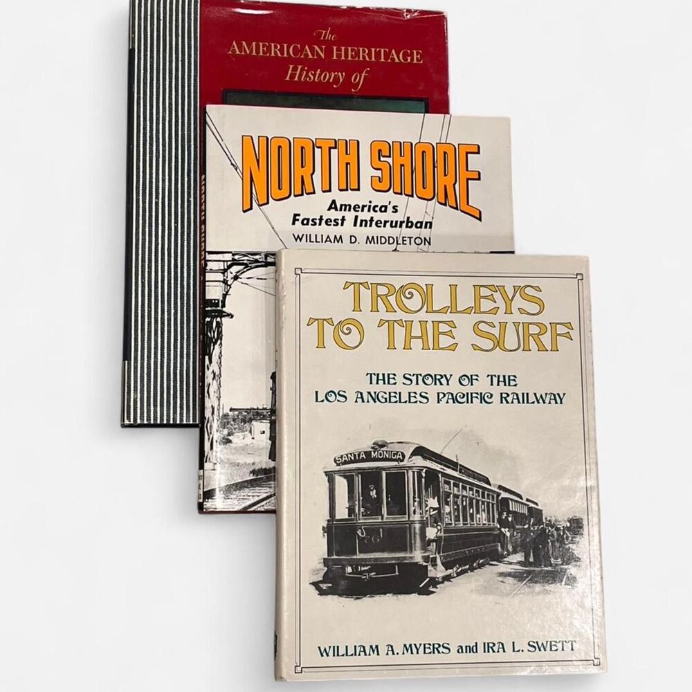 vtg Hardback books American train history decor